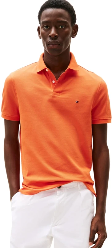 Tommy Hilfiger Men’s Short Sleeve 1985 Regular Fit Polo Shirt, Orange (Brilliant Orange), S