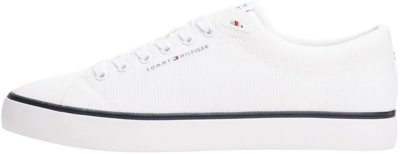 Tommy Hilfiger Men’s Mesh Low Top Vulcanised Trainers, White (White), 10.5