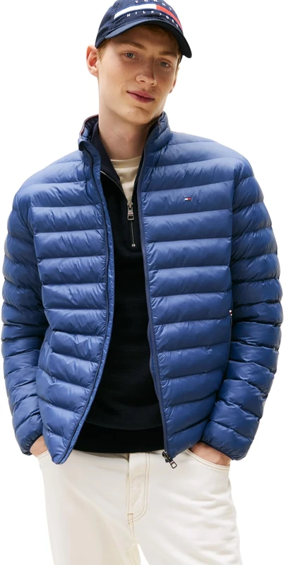 Tommy Hilfiger Men’s Recycled Relaxed Fit Packaway Quilted Jacket, Blue (Faded Indigo), S