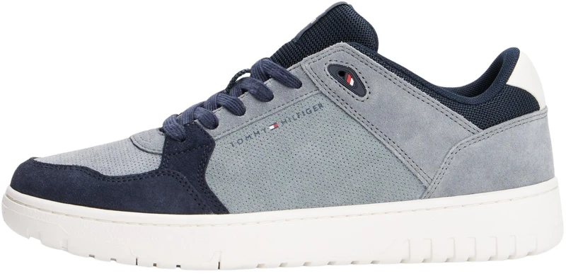 Tommy Hilfiger Men’s Suede Basketball Trainers, Grey (Overcast Grey), 10