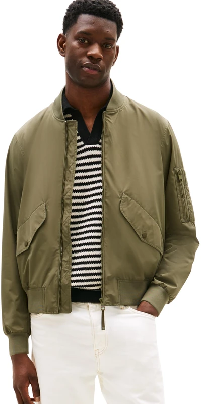 Tommy Hilfiger Men’s Packaway Bomber Jacket with Baseball Collar, Green (Battle Green), XL