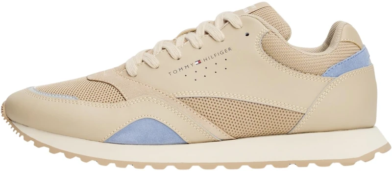 Tommy Hilfiger Men’s New EVA Mix Leather Runner Trainers, Beige (Sandalwood), 10.5