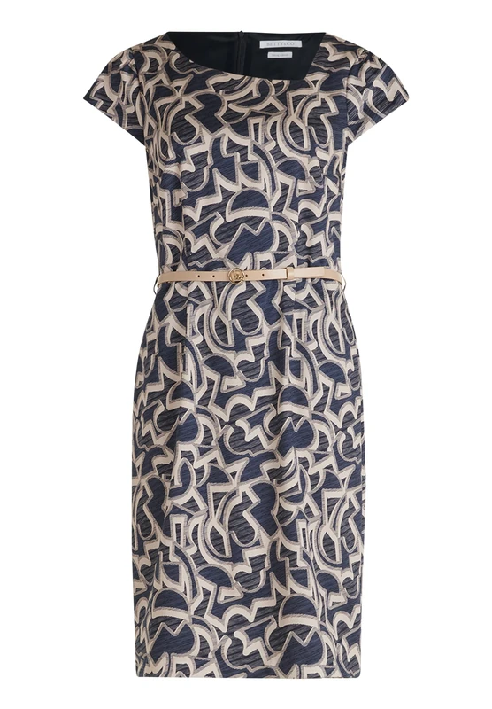 Betty & Co Women's Dress, Nature/Dark Blue, 14