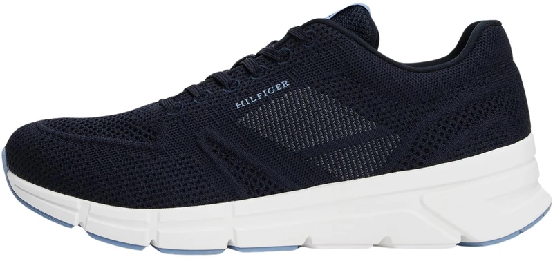 Tommy Hilfiger Men’s Modern Comfort Knit Runner Trainers with Logo, Blue (Desert Sky), 6.5