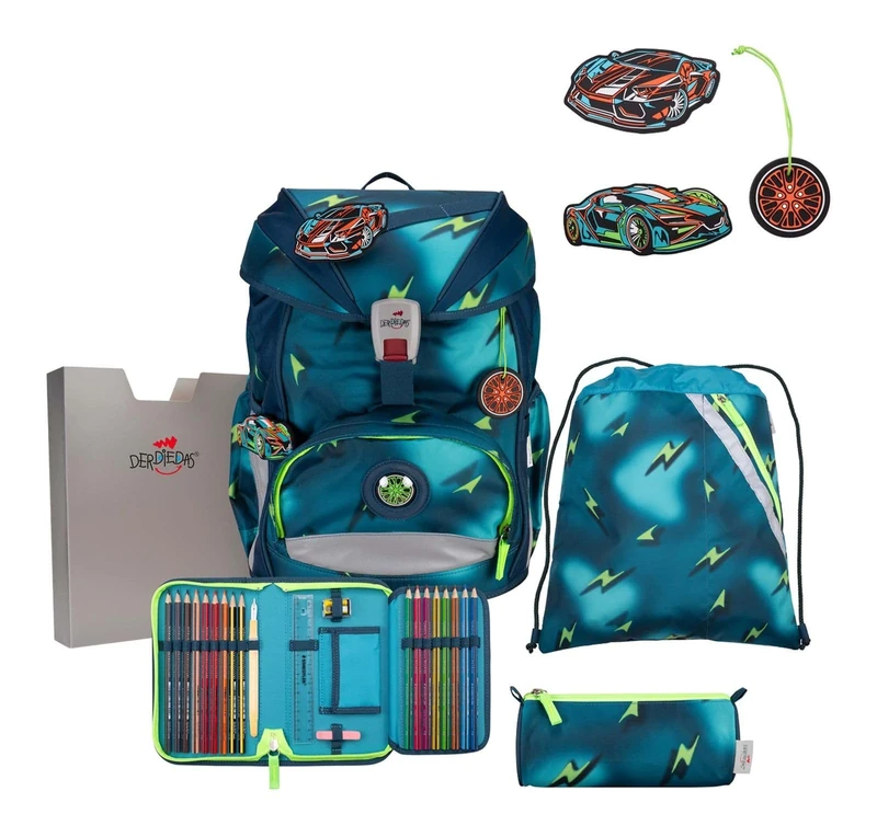 DerDieDas ErgoFlex Magic Light School Bag Set of 5, Blue, ErgoFlex Set