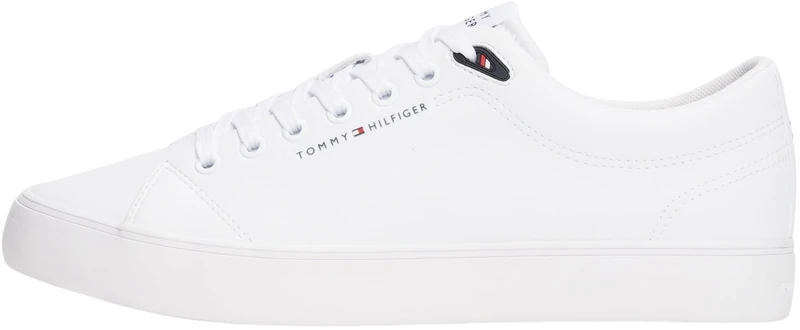 Tommy Hilfiger Men’s Core Low Top Leather Vulcanised Trainers, White (White), 9
