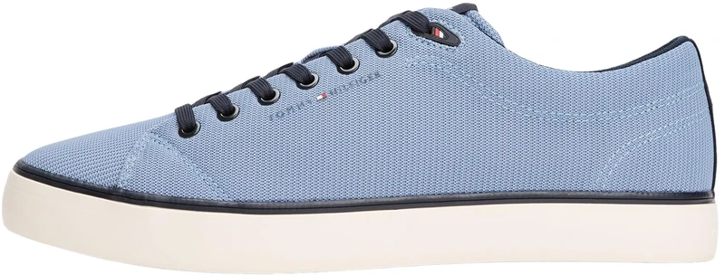 Tommy Hilfiger Men’s Mesh Low Top Vulcanised Trainers, Blue (Brisk Blue), 9