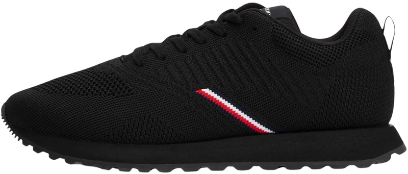 Tommy Hilfiger Men’s New EVA Knit Low Top Runner Trainers, Black (Black), 10