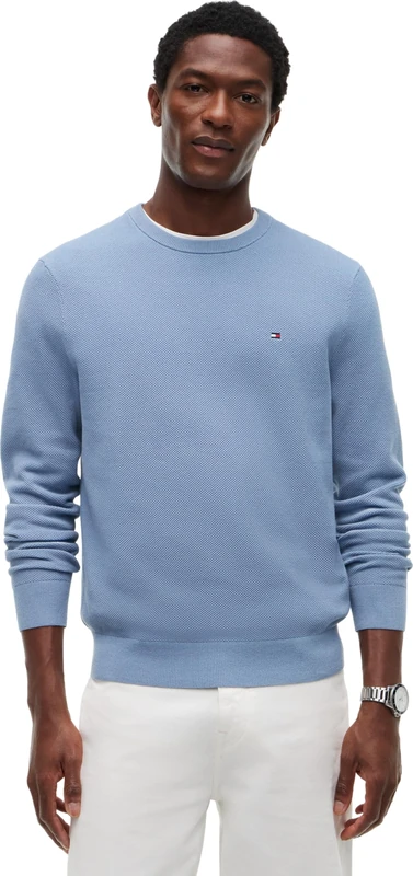 Tommy Hilfiger Men’s Regular Fit Essential Structure Crew Neck Jumper, Blue (Brisk Blue), M