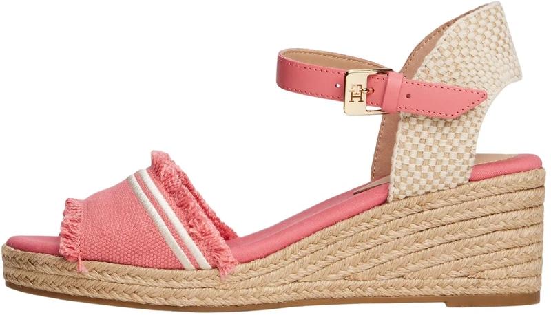 Tommy Hilfiger Women’s Fringe Canvas Espadrilles with Wedge Heel, Red (Washed Cherry), 6.5 - Image 1