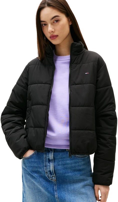 Tommy Jeans Womens Tjw Reg Lw Padded Ext Dw0dw20958 Puffer Jacket, Black (Black), L UK
