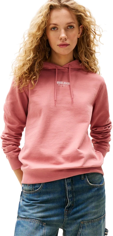 Tommy Jeans Women's Tjw Reg Ess Logo 2 Hoodie Ext Dw0Dw20943 Pullover, Pink (Tahiti Berry), L
