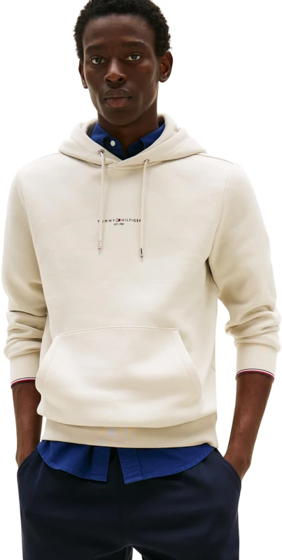Tommy Hilfiger Men’s Hoodie, Off-White (Newsprint), M