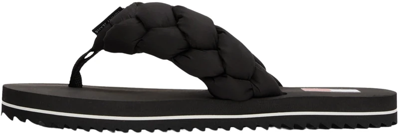 Tommy Jeans Women’s Braided Beach Flip Flops, Black (Black), 6