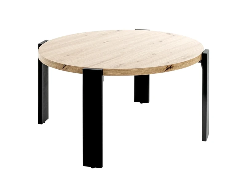 HAKU Möbel coffee table, oak, black, MDF, metal - Dim.: H 42 x Ø 75 cm, Style: Modern