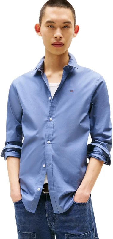 Tommy Jeans Men’s TJM Original Long Sleeve Shirt, Blue (Blue Moment), XXL