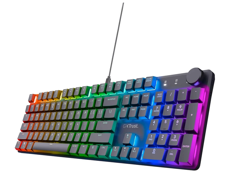 Trust GXT 868 Torix Mechanical Keyboard Wireless German QWERTZ Layout, RGB Rechargeable Gaming Keyboard 2.4 GHz 100H Battery Life, Huano Switches Flat Keys, Programmable, PC Laptop