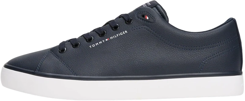 Tommy Hilfiger Men’s Core Low Top Leather Vulcanised Trainers, Blue (Desert Sky), 9