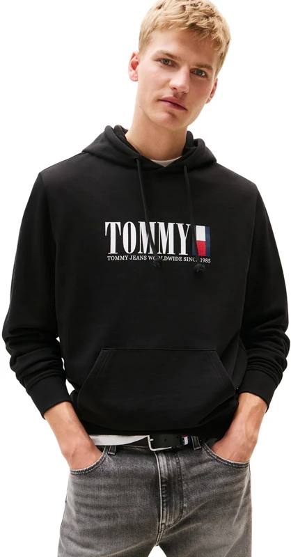 Tommy Jeans Mens Tjm Reg Rwb Dna Graphic Dm0dm22144 Pullover Hoodie, Black (Black), M UK