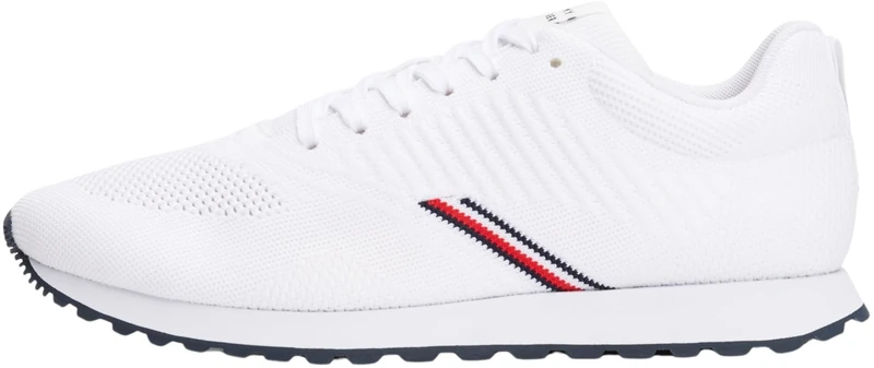 Tommy Hilfiger Men’s New EVA Knit Low Top Runner Trainers, White (White), 9