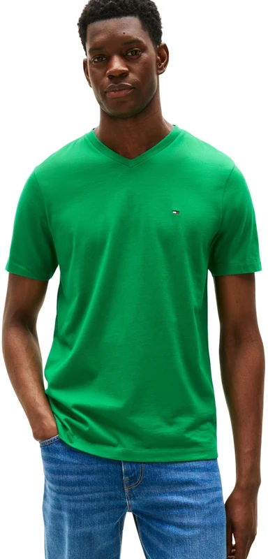 Tommy Hilfiger Men's V-Neck Essential T-Shirt - Green, S