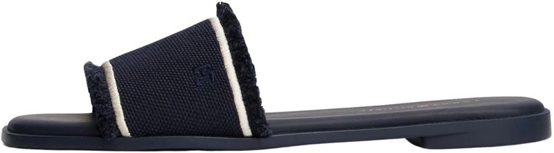 Tommy Hilfiger Women’s Fringe Canvas Elegant Flat Sandals, Blue (Space Blue), 4 - Image 1