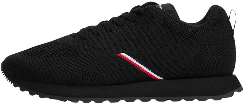 Tommy Hilfiger Men’s New EVA Knit Low Top Runner Trainers, Black (Black), 11