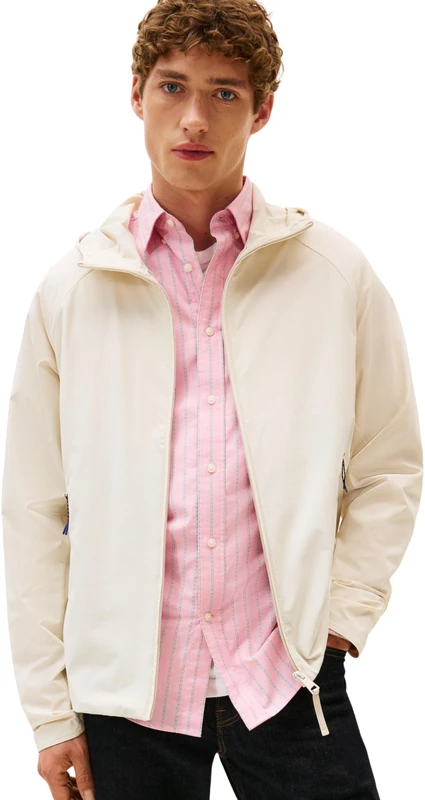Tommy Hilfiger Men’s Transitional Hoodie, Off-White (Newsprint), L