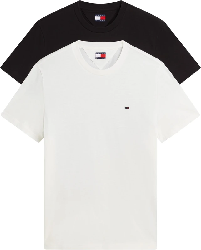 Tommy Jeans Mens TJM Xslim 2pack Jersey Tee Ext Dm0dm20687 S/S T-Shirt, Multi (Black/Ecru), M UK