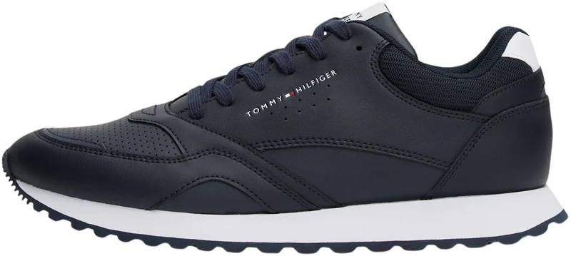 Tommy Hilfiger Men’s New EVA Leather Runner Trainers, Blue (Desert Sky), 8