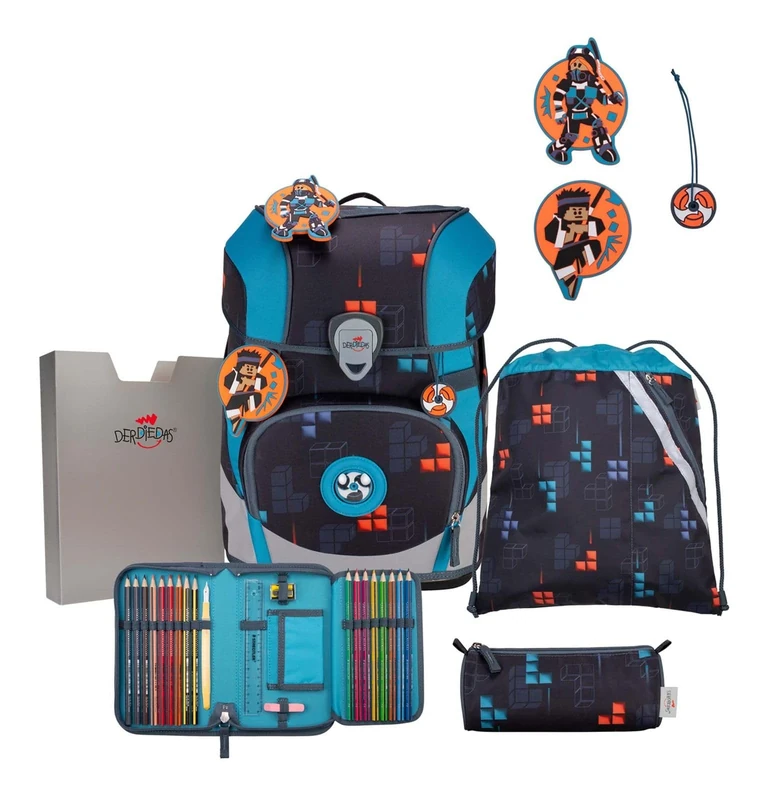 DerDieDas ErgoFlex Tiny School Bag Set 5 Pieces Ninja Fighter, Ninja Fighter, ErgoFlex Tiny Set