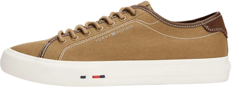Tommy Hilfiger Men’s Street Canvas Vulcanised Trainers with Logo, Brown (Rooted Brown), 6.5