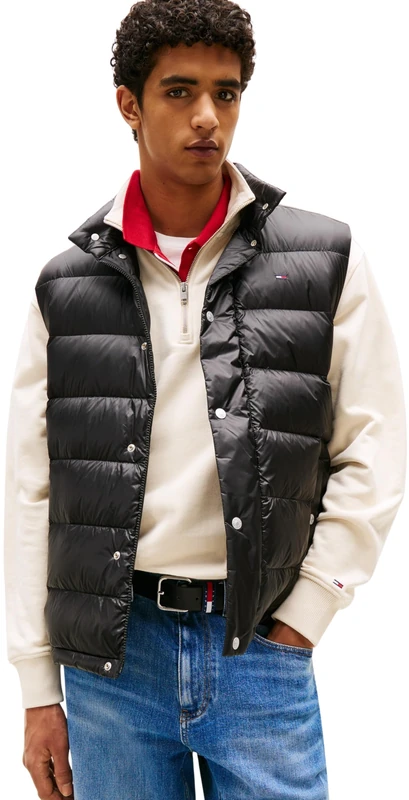 Tommy Jeans Men's TJM LIGHT DOWN VEST EXT DM0DM21777 Vest, Black (Black), S