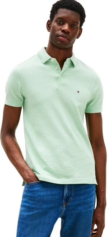 Tommy Hilfiger Men’s Short Sleeve 1985 Slim Fit Polo Shirt, Turquoise (Mint Gel Heather), XS