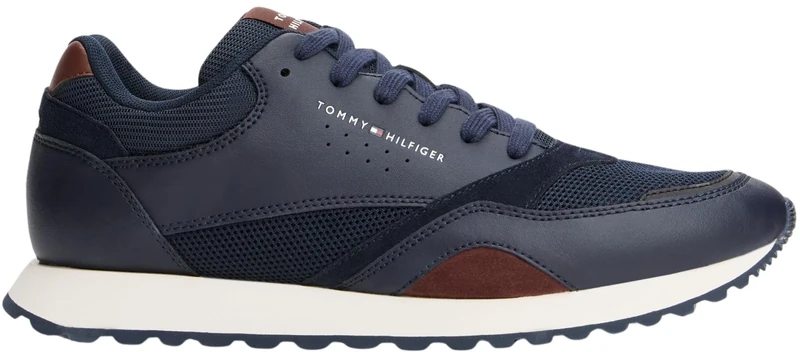 Tommy Hilfiger Men’s New EVA Mix Leather Runner Trainers, Blue (Desert Sky), 6.5