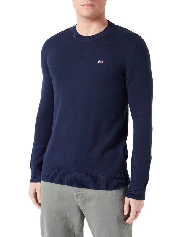 TOMMY JEANS Mens TJM Slim Essential Light Dm0dm18895 Pullover Sweater, Blue (Dark Night Navy), 3XL Plus UK