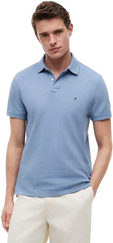 Tommy Hilfiger Men’s Short Sleeve 1985 Regular Fit Polo Shirt, Blue (Brisk Blue), XL