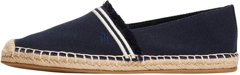 Tommy Hilfiger Women’s Fringe Canvas Closed Toe Espadrilles with Logo, Blue (Space Blue), 4