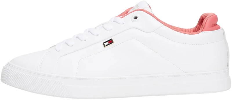 Tommy Hilfiger Women’s Sporty Low Top Vulcanised Runner Trainers, Multicolor (White/Washed Cherry), 5