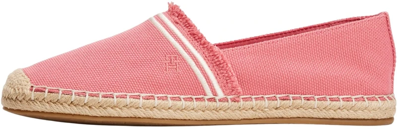 Tommy Hilfiger Women’s Fringe Canvas Closed Toe Espadrilles with Logo, Red (Washed Cherry), 3.5