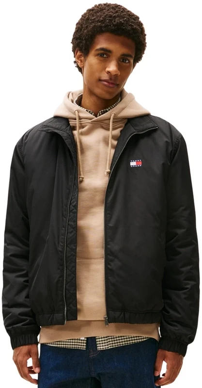 Tommy Jeans Men’s Essential Padded Transitional Jacket with Stand Collar, Black (Black), 4XL
