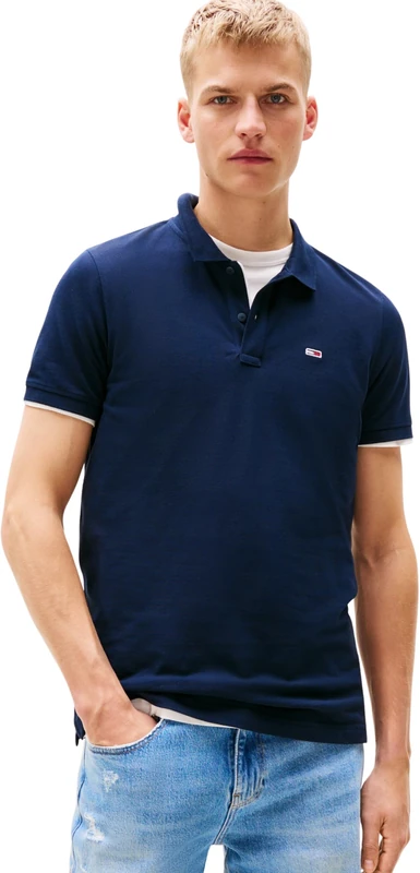 Tommy Jeans Men’s Short Sleeve Slim Fit Placket Polo Shirt, Blue (Dark Night Navy), XXXL