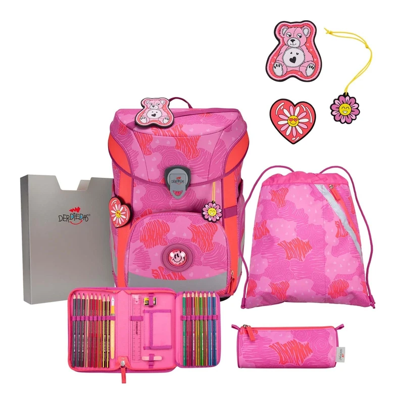 DerDieDas ErgoFlex Easy School Bag Set 5 Pieces Roses, Roses, ErgoFlex Easy Set