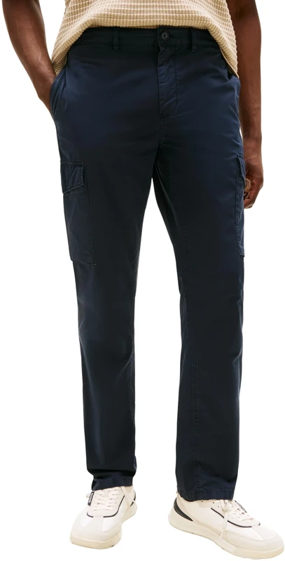 Tommy Hilfiger Men’s Denton Twill Cargo Trousers with Pockets, Blue (Desert Sky), 30W/38L
