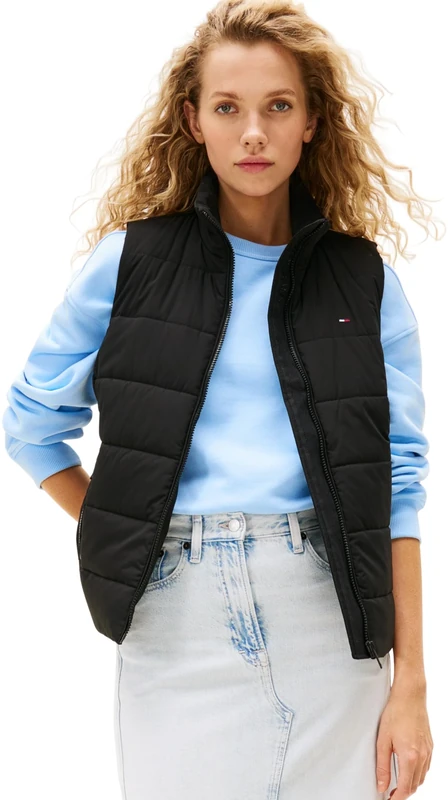 Tommy Jeans Womens Tjw Lw Padded Dw0dw21409 Vest, Black (Black), L UK