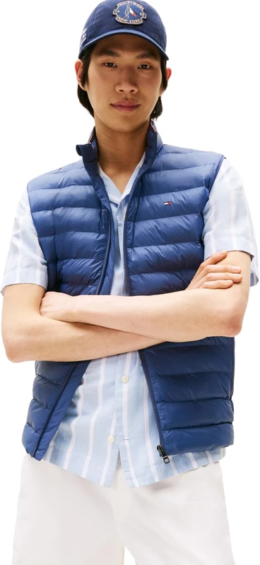 Tommy Hilfiger Men’s Stand Collar Recycled Packaway Gilet, Blue (Faded Indigo), S