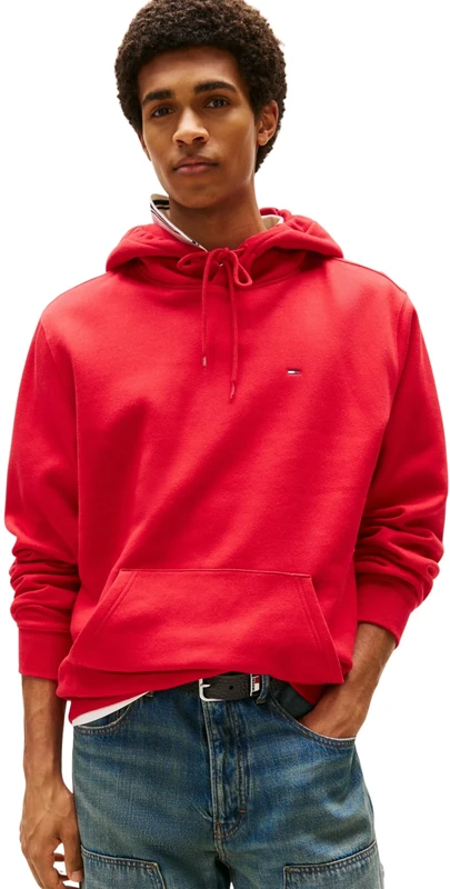 TOMMY JEANS Men’s Regular Fit Flag Fleece Hoodie, Red (Sapphire Red), 4XL