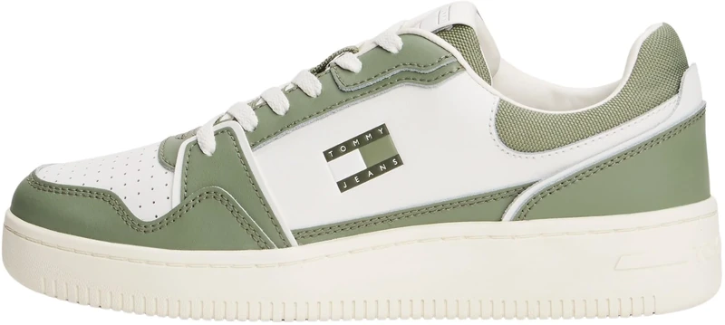 Tommy Jeans Men's TJM Retro Basket Em0Em01610 Low Top, White (Ecru/Aruba Green), 9 UK