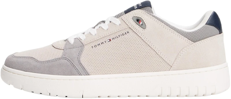 Tommy Hilfiger Men’s Suede Basketball Trainers, Beige (Grey Whisper), 6.5