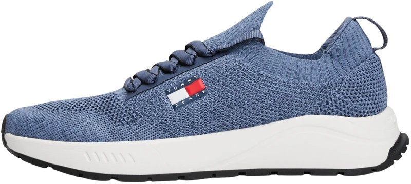 Tommy Jeans Men’s Knitted Low Top Runner Trainers, Blue (Blue Moment), 9